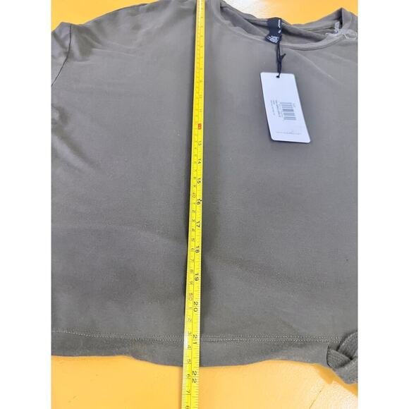Bobi Olive Green Drop Long Sleeve Tie Hem Crewneck Top Size Medium NWT - Picture 5 of 5